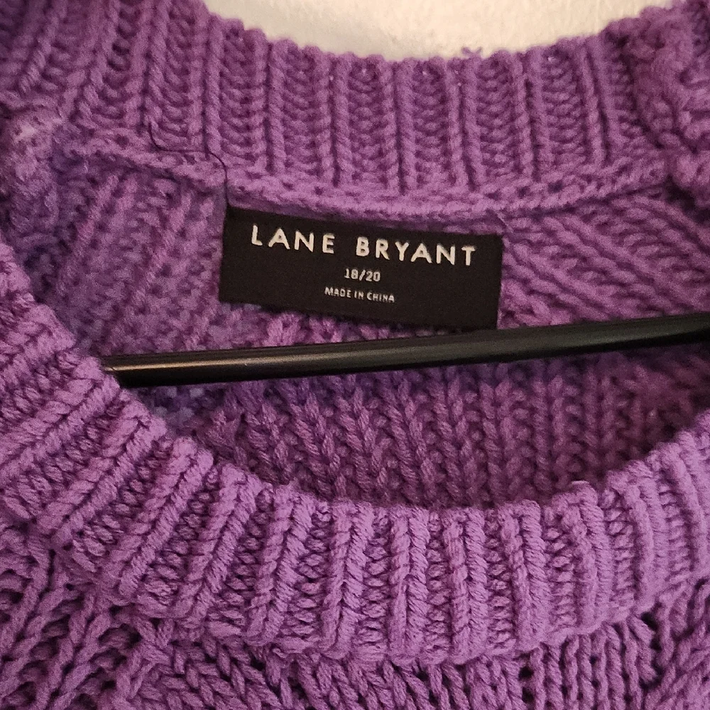 Lane Bryant Purple Cable Knit Crew Neck Sweater - Picture 2 of 3